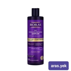 شامپو ضد ریزش مو بیوبلاس حاوی CAFFEINE and BIOTIN مناسب برای موهای ضعیف و شکننده حجم ۴۰۰ میلی